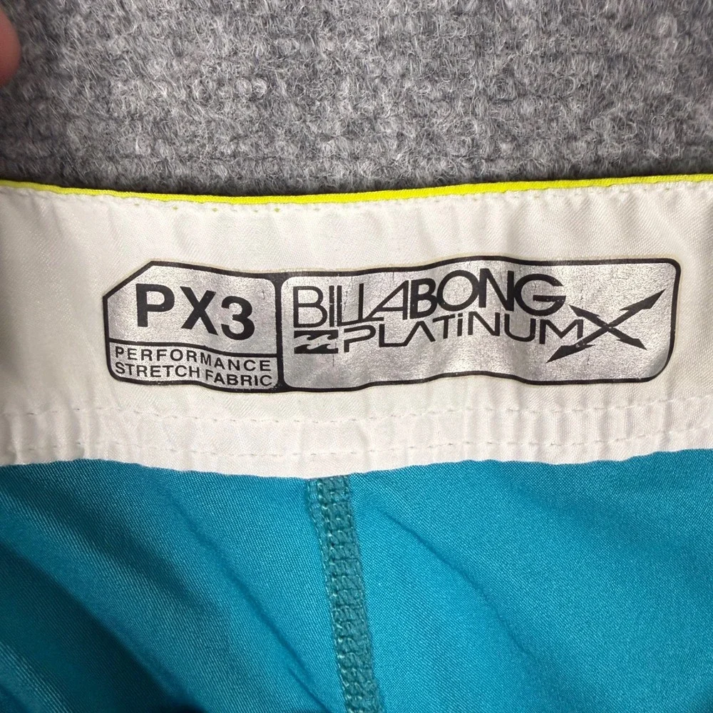 Billabong Platinum X PX3 Board Shorts Mens 36 Blue Yellow Performance Stretch